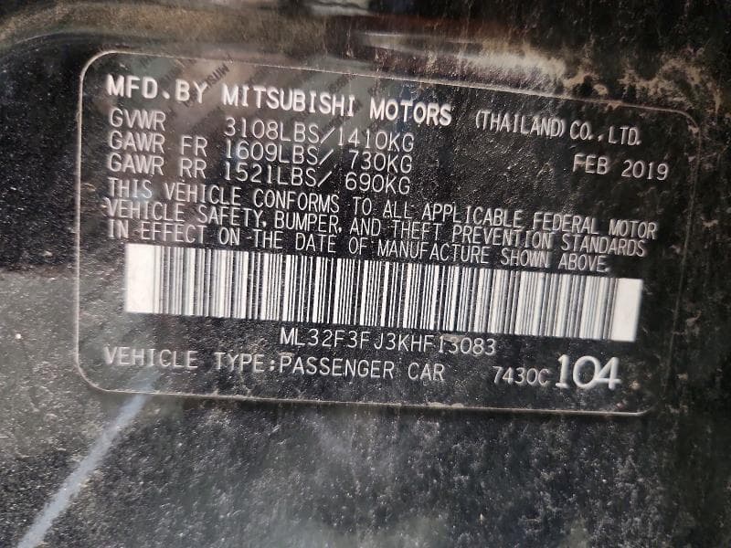 2019 MITSUBISHI MIRAGE G4 ES 12