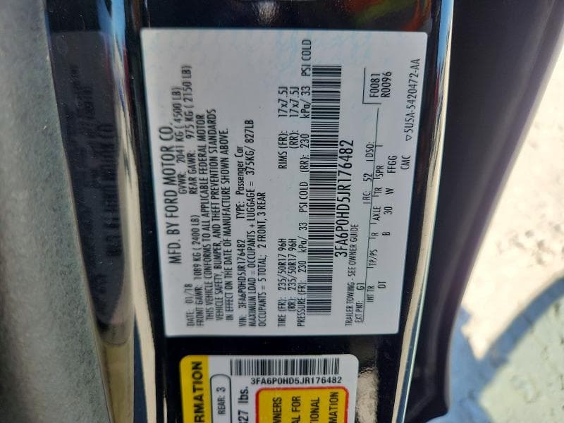 2018 FORD FUSION SE 12
