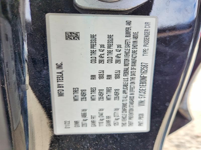 2022 TESLA MODEL 3 12