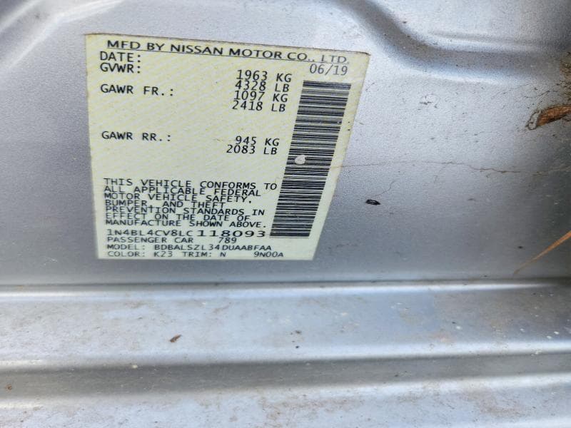 2020 NISSAN ALTIMA 2.5 SR 12