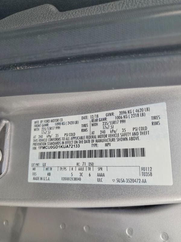 2019 FORD ESCAPE SE 14