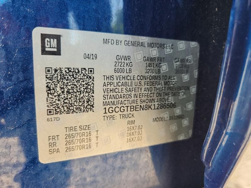 2019 CHEVROLET COLORADO 12