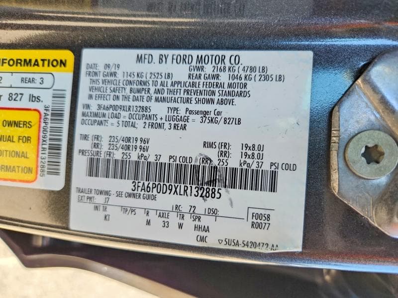 2020 FORD FUSION TITANIUM 12