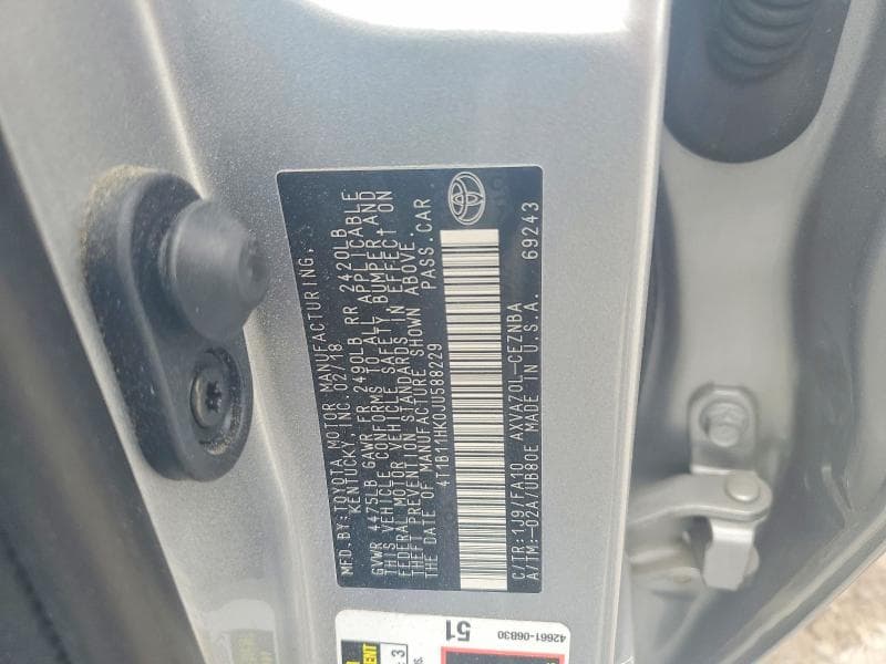 2018 TOYOTA CAMRY LE 12
