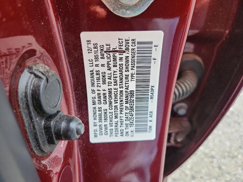 2019 HONDA INSIGHT EX 12