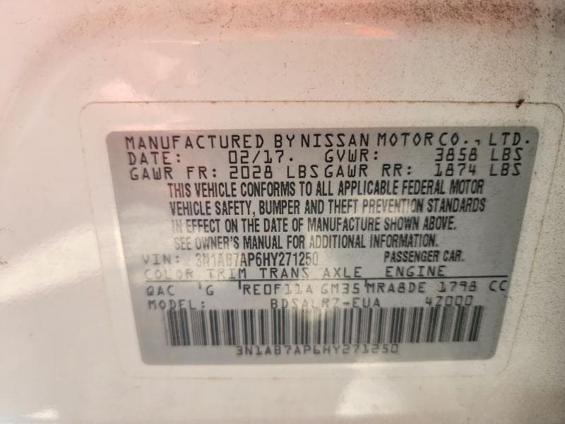2017 NISSAN SENTRA SR 12