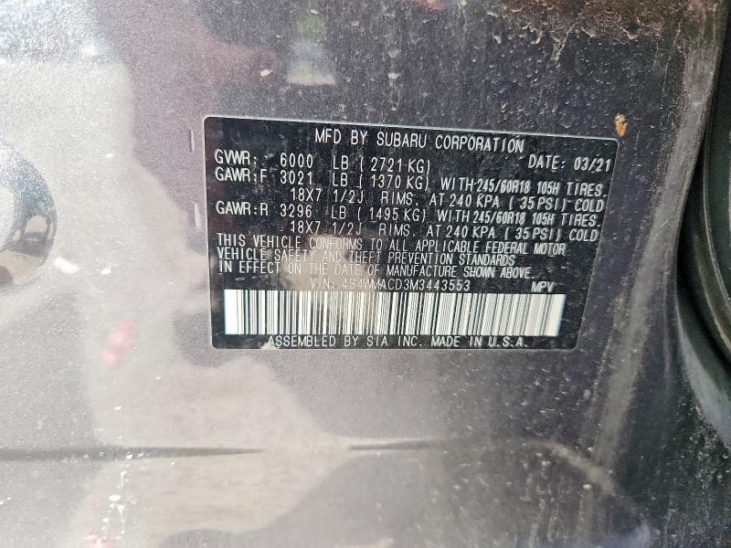 2021 SUBARU ASCENT PREMIUM 13