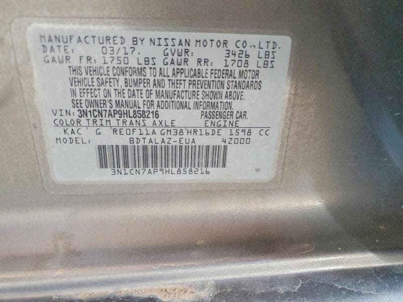 2017 NISSAN VERSA 1.6 S PLUS 13