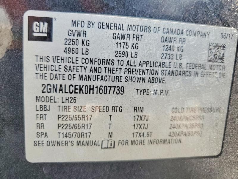 2017 CHEVROLET EQUINOX LT 13