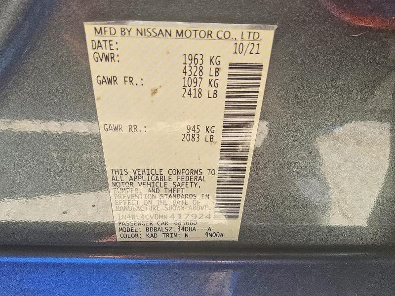 2021 NISSAN ALTIMA SR 12
