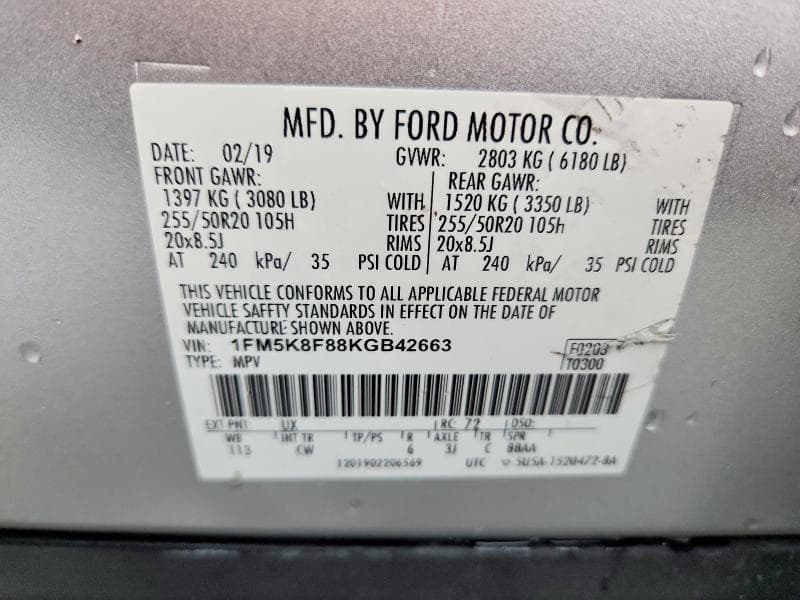 2019 FORD EXPLORER LIMITED 13