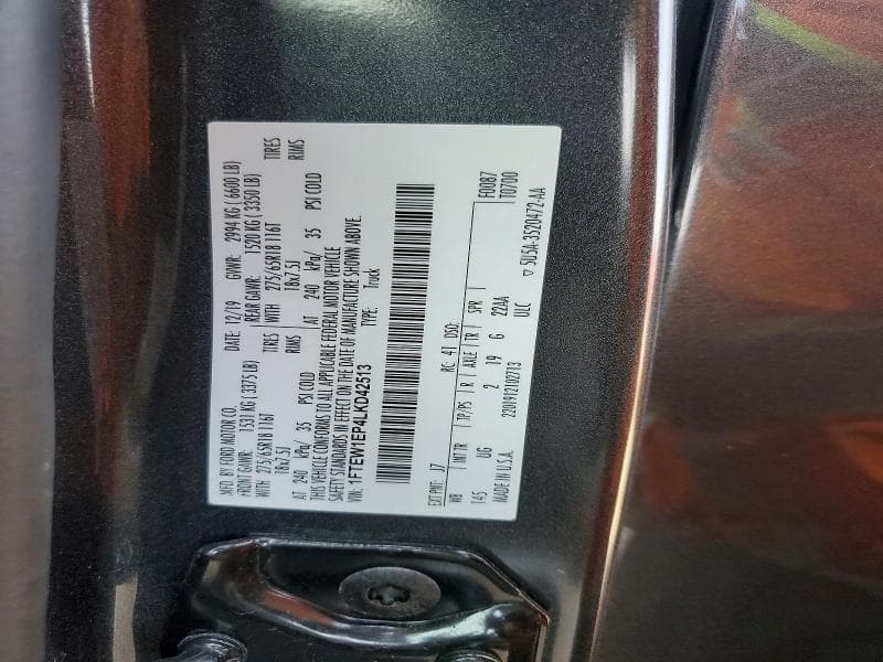 2020 FORD F150 SUPERCREW 12