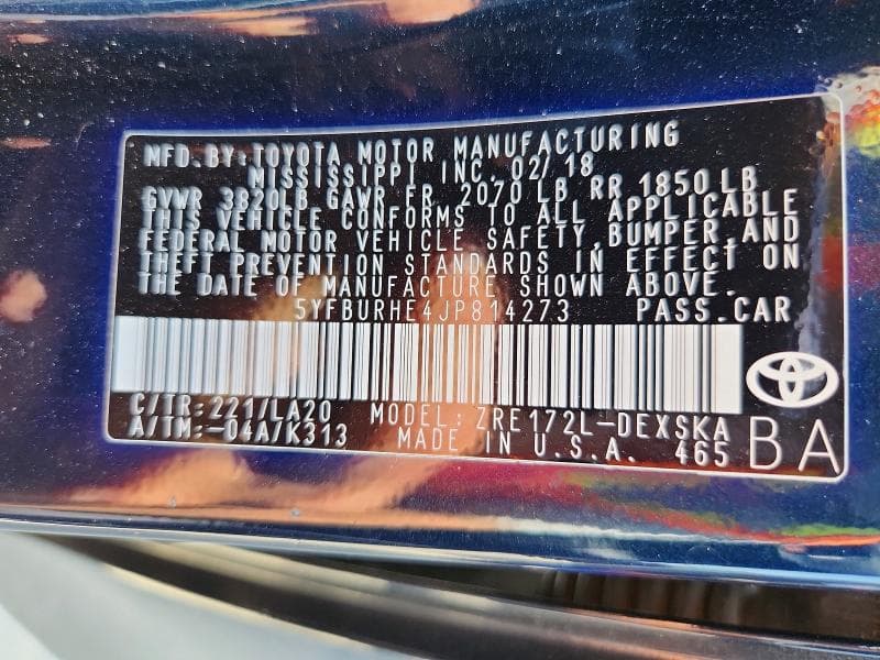 2018 TOYOTA COROLLA XSE 12