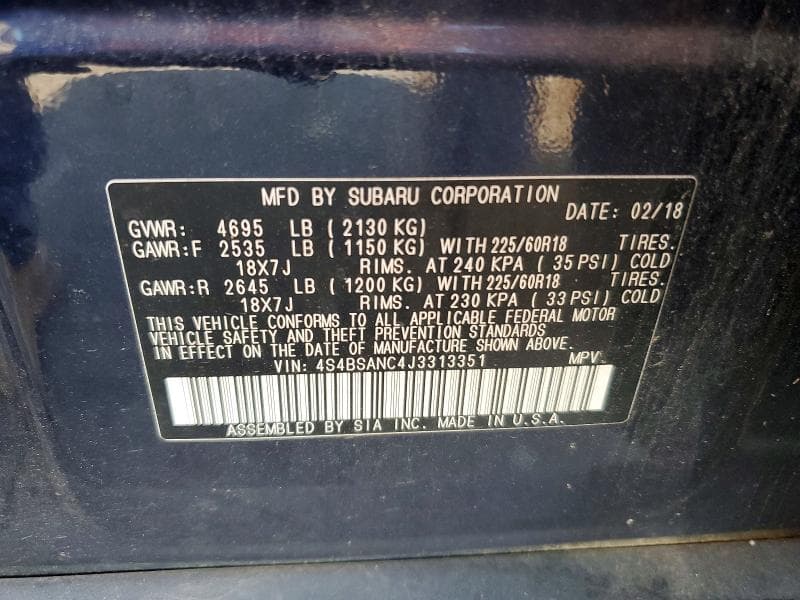 2018 SUBARU OUTBACK 2.5I LIMITED 13
