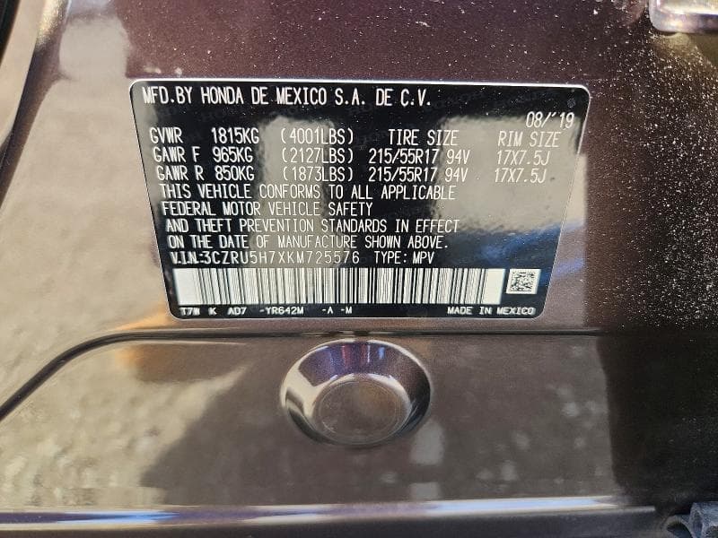 2019 HONDA HR-V EXL 13