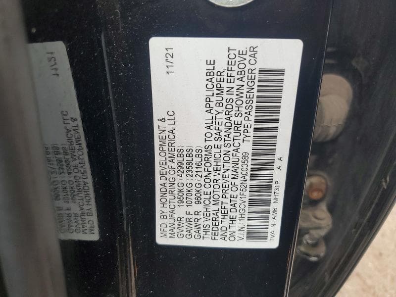 2022 HONDA ACCORD EXL 12