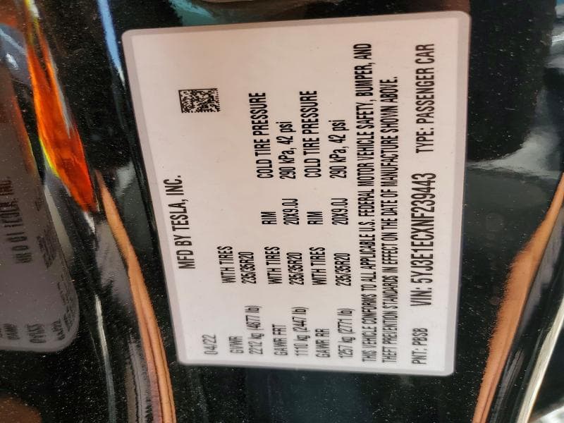 2022 TESLA MODEL 3 12
