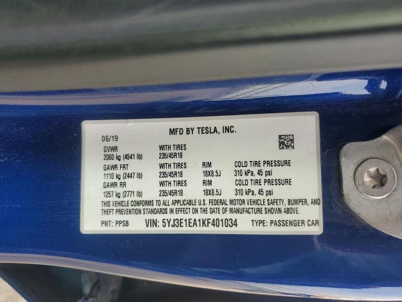 2019 TESLA MODEL 3 12