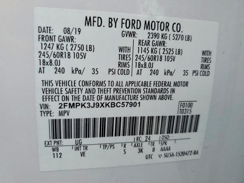 2019 FORD EDGE SEL 14