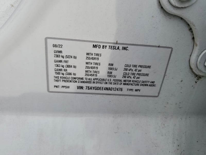 2022 TESLA MODEL Y 12