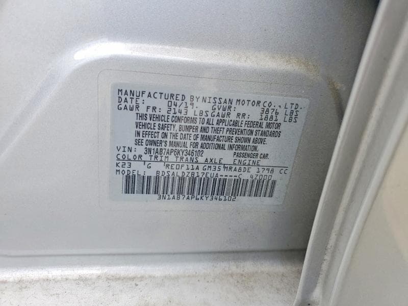 2019 NISSAN SENTRA SV 12