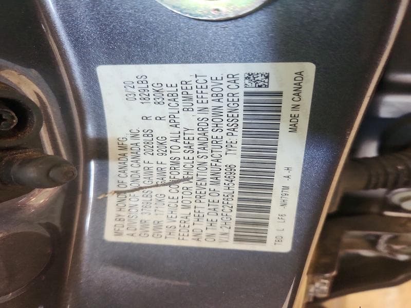 2020 HONDA CIVIC LX 12