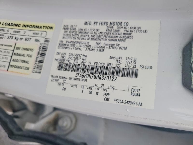 2017 FORD FUSION SE 12