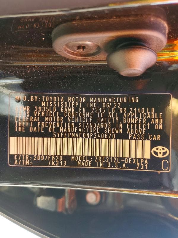2022 TOYOTA COROLLA LE 13
