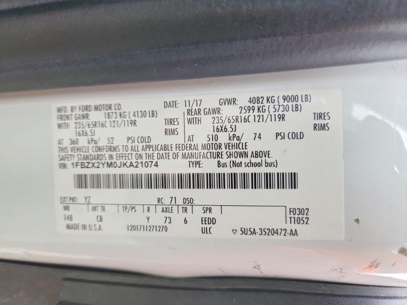 2018 FORD TRANSIT T-350 13