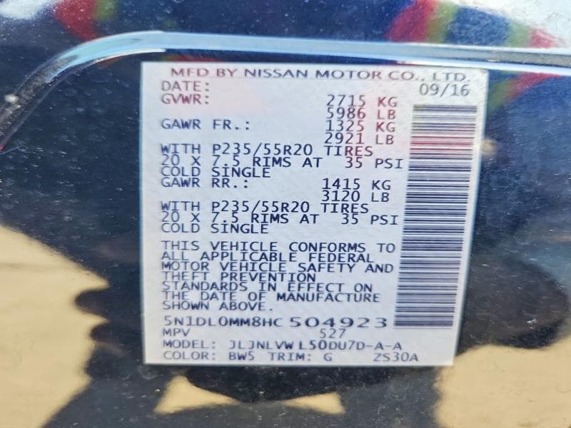 2017 INFINITI QX60 BASE 13