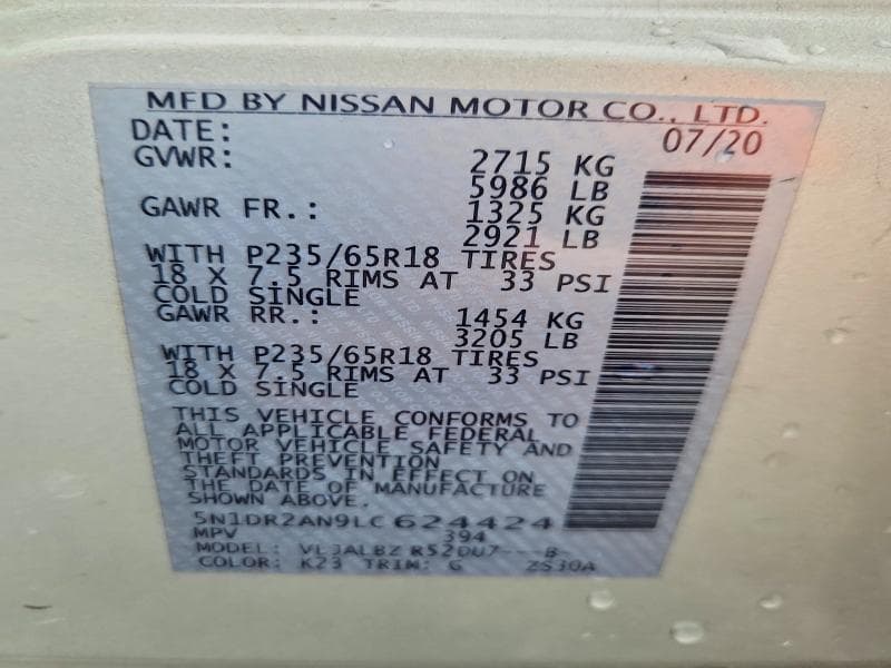 2020 NISSAN PATHFINDER S 13