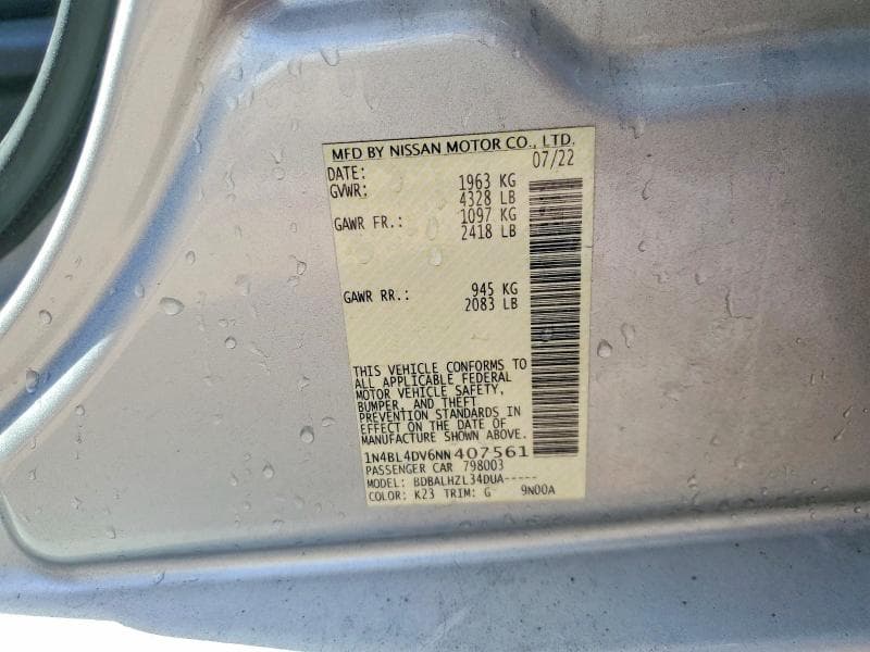 2022 NISSAN ALTIMA SV 12