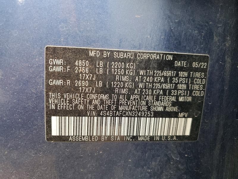 2022 SUBARU OUTBACK PREMIUM 13