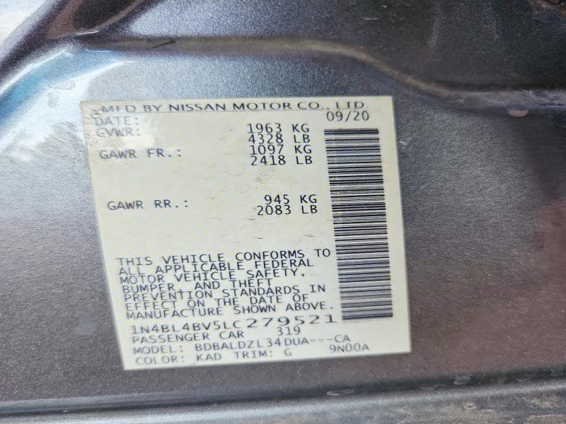 2020 NISSAN ALTIMA S 12