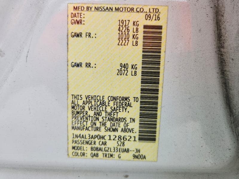 2017 NISSAN ALTIMA 2.5 S 13