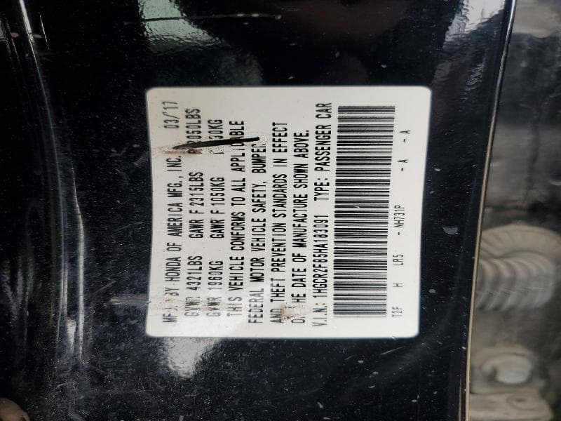 2017 HONDA ACCORD EXL 13