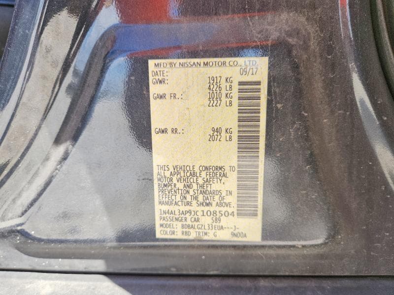 2018 NISSAN ALTIMA 2.5 S 12