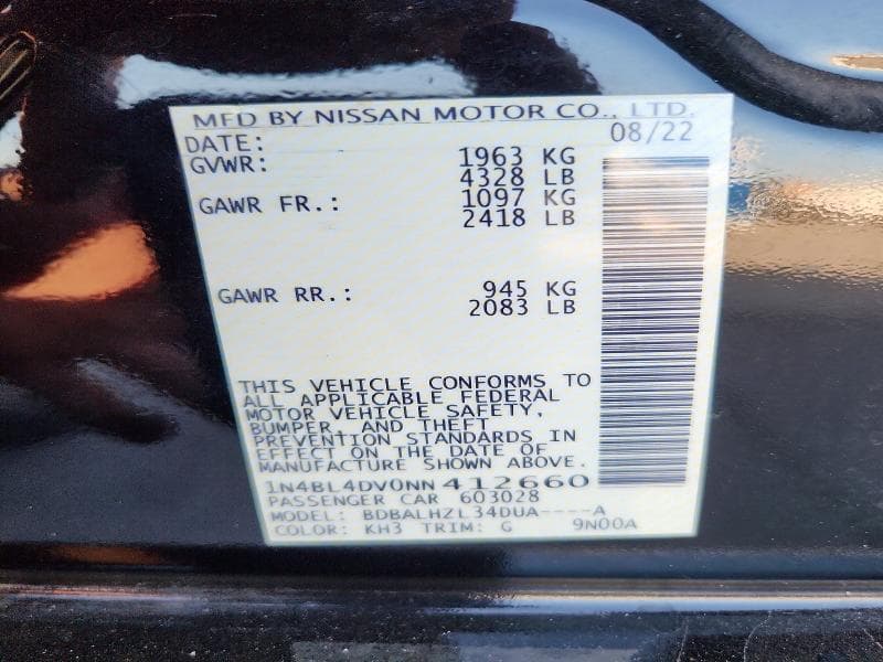 2022 NISSAN ALTIMA SV 13