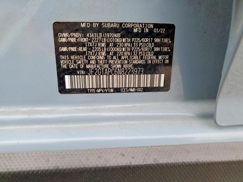 2022 SUBARU CROSSTREK PREMIUM 14