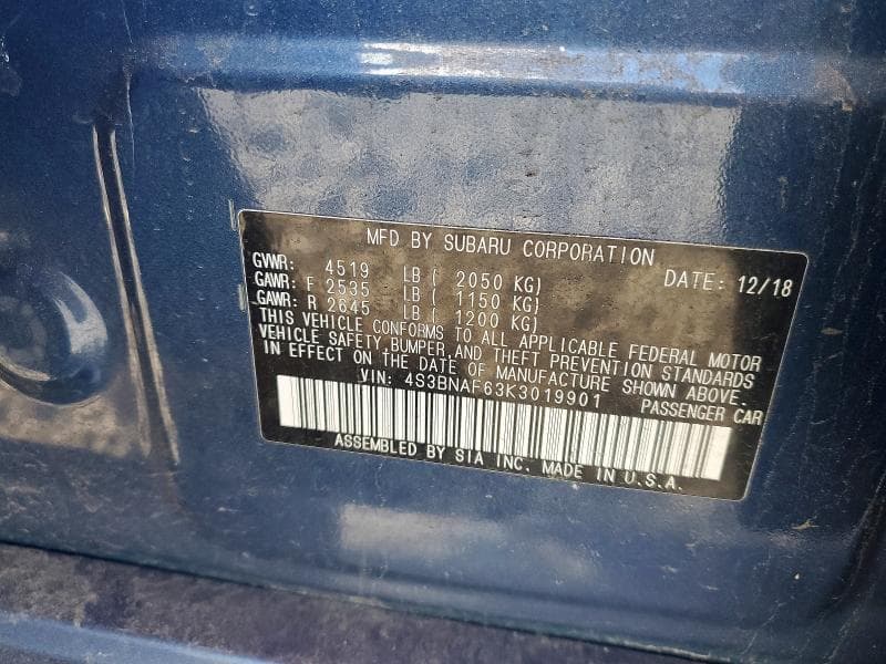2019 SUBARU LEGACY 2.5I PREMIUM 12