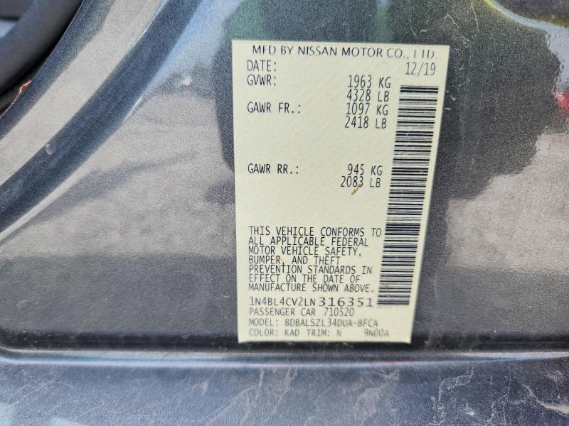 2020 NISSAN ALTIMA SR 12