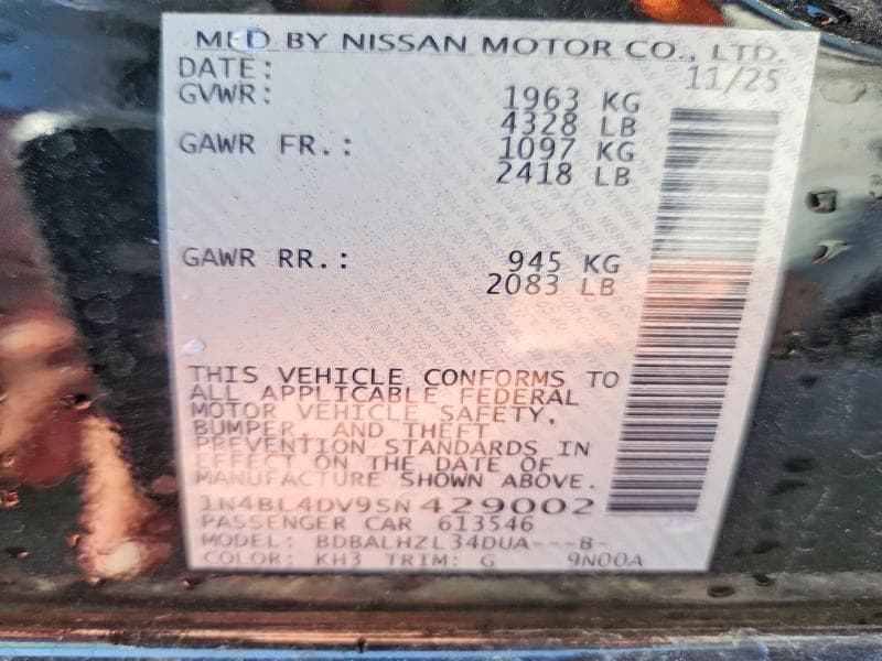 2025 NISSAN ALTIMA SV 13