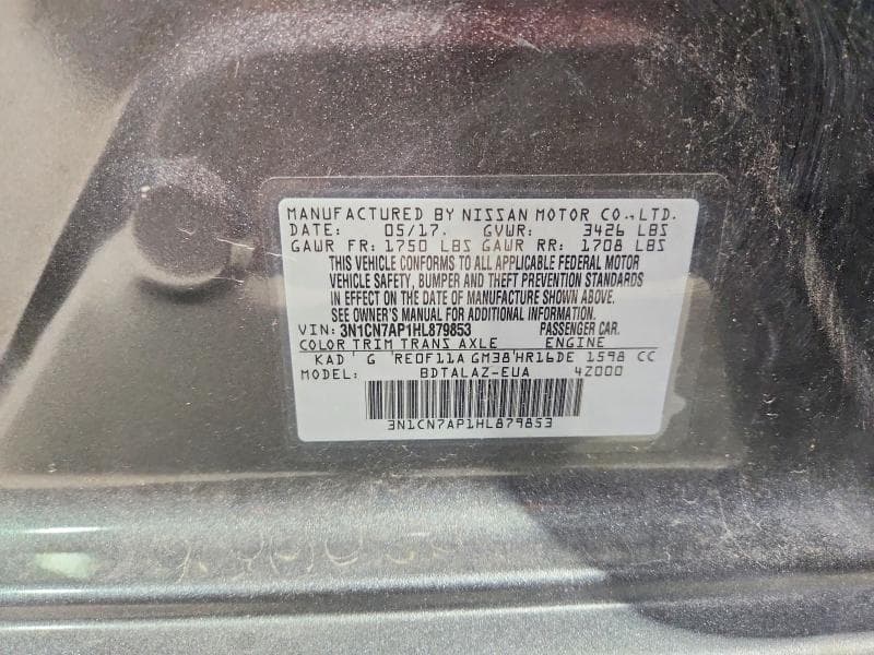 2017 NISSAN VERSA 1.6 S PLUS 13