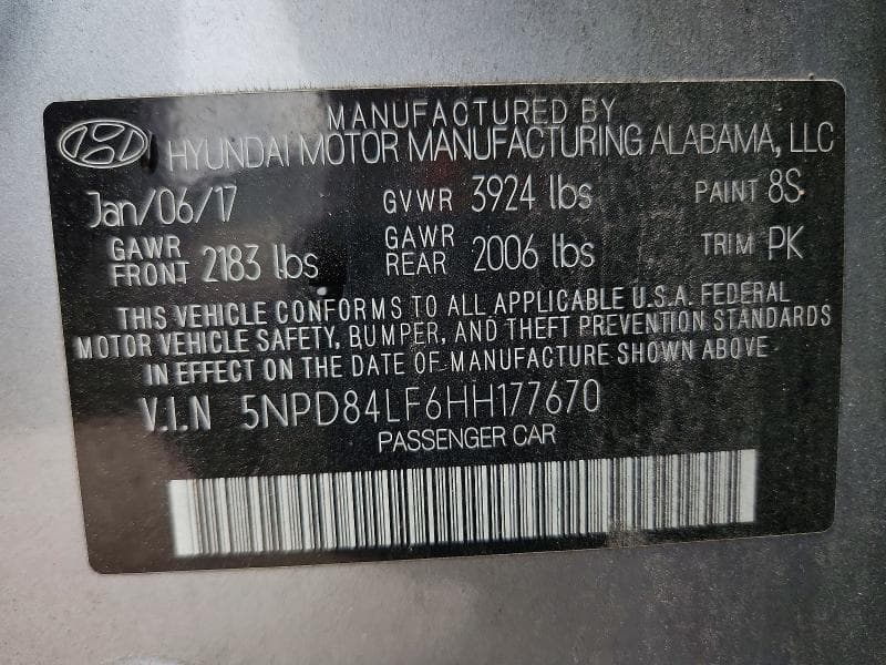2017 HYUNDAI ELANTRA SE 12