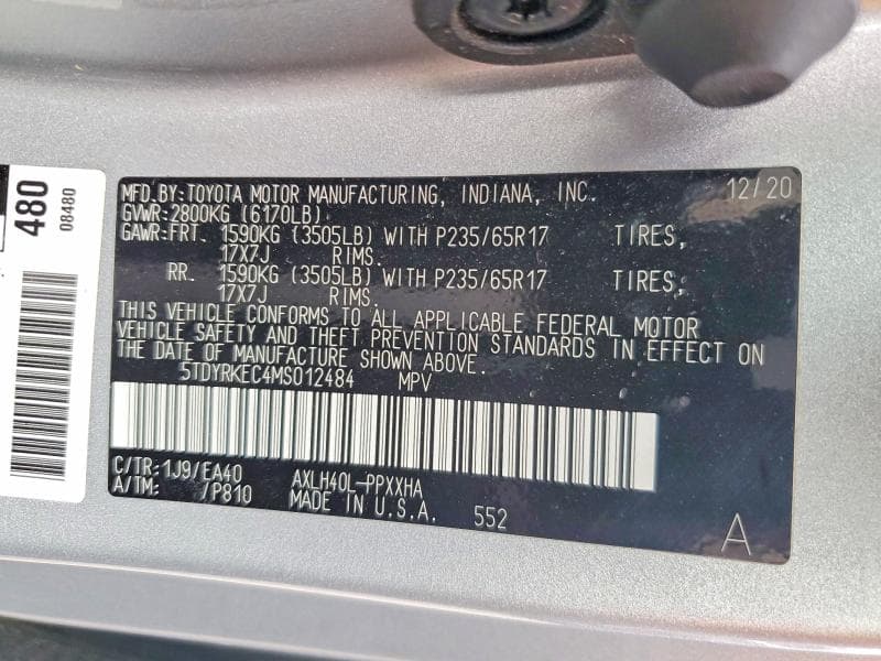 2021 TOYOTA SIENNA XLE 14