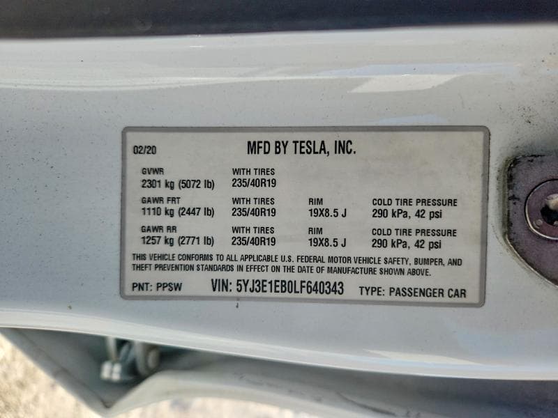 2020 TESLA MODEL 3 12
