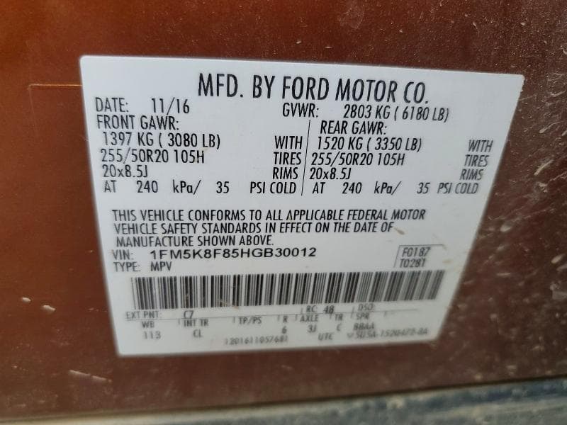 2017 FORD EXPLORER LIMITED 13