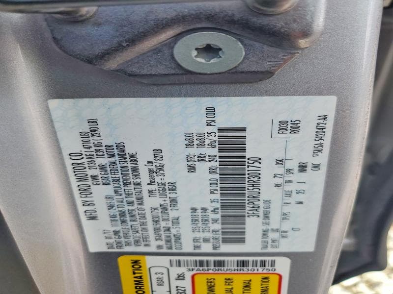 2017 FORD FUSION TITANIUM HEV 12