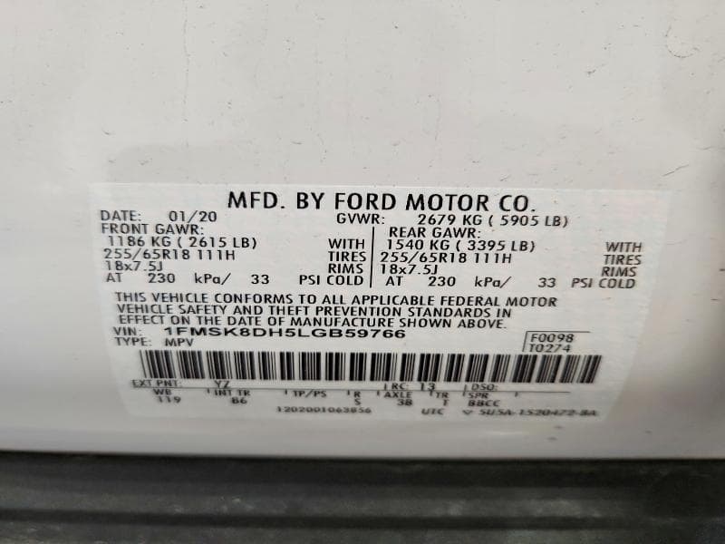 2020 FORD EXPLORER XLT 12