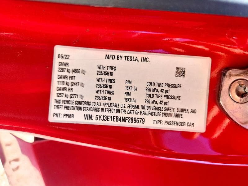 2022 TESLA MODEL 3 12